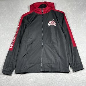 NIKE Air Jordan Jacket Youth Boys Size XL Black Red Zip Up Hooded Jacket